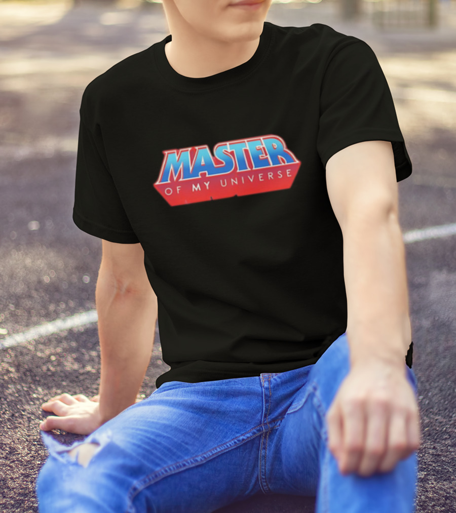 Master Of My Universe Retro Red And Blue Text T-Shirt