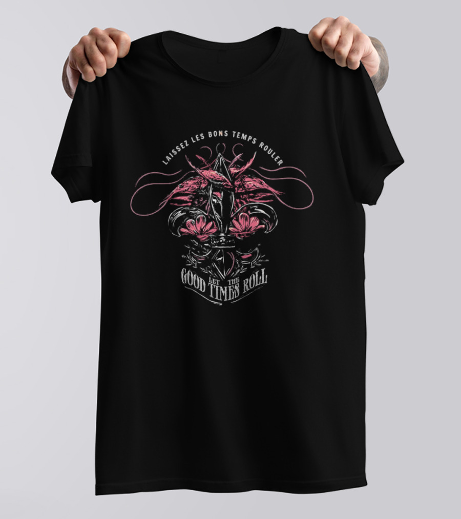 Laissez Les Bons Temps Rouler Good Times Roll Lantern Fleur-de-Lis Motif T-Shirt