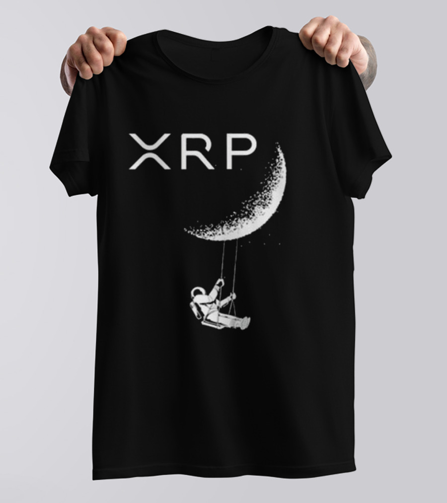 XRP Crypto Astronaut Swinging On Moon T-Shirt