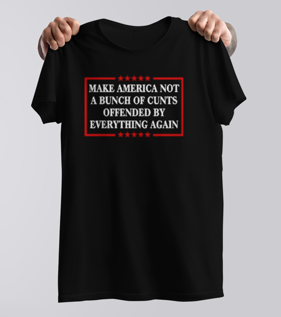 Make America Not A Bunch Of Cunts Offended By Everything Again Red Stars Frame T-Shirt