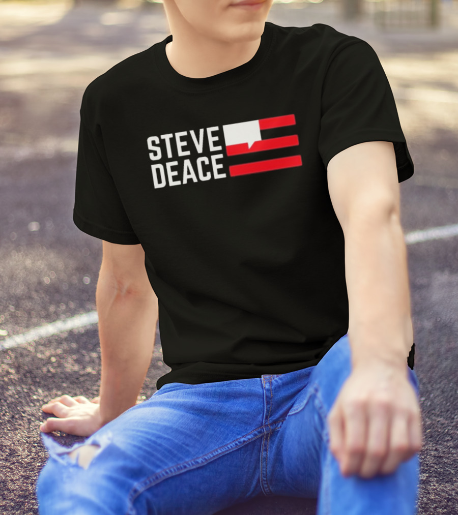 STEVE DEACE Red White Speech Bubble Stripes T-Shirt
