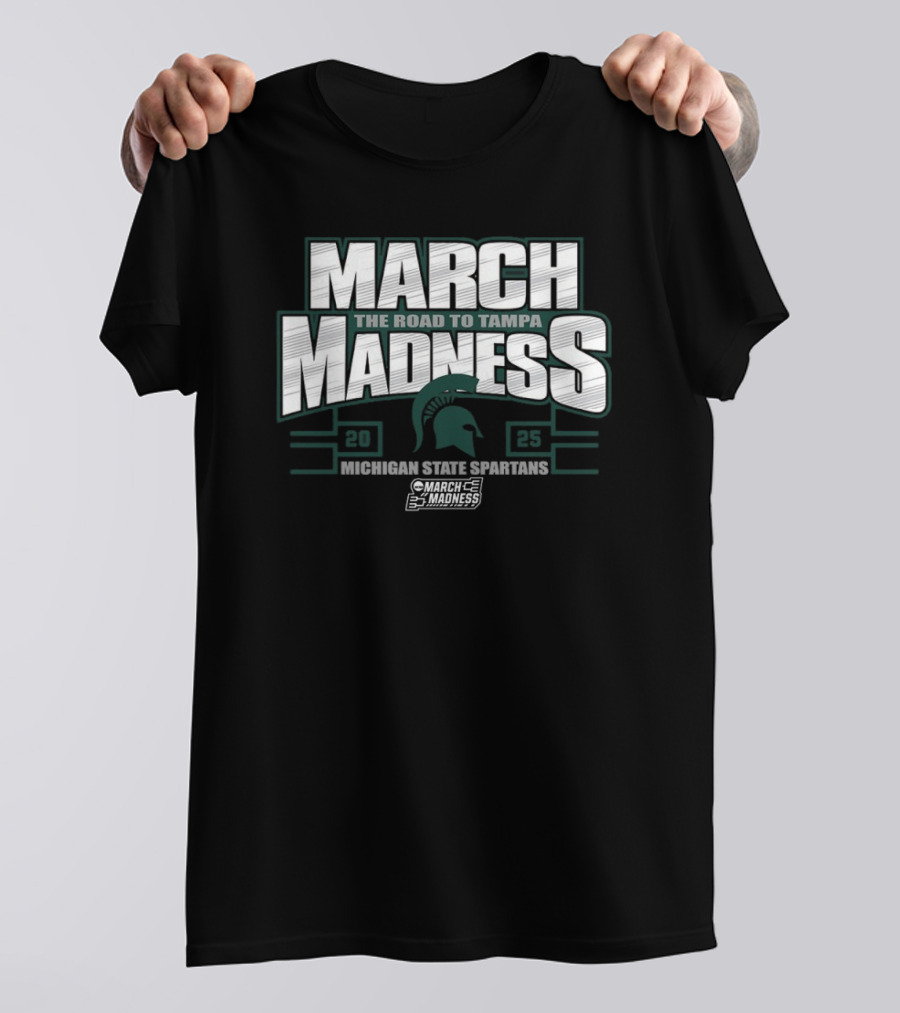 March Madness The Road To Tampa 2025 Michigan State Spartans NCAA Women's Basketball Tournament T-Shirt