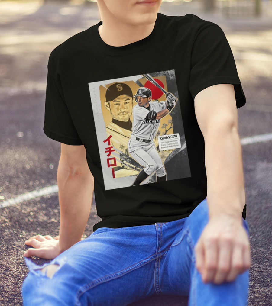 Ichiro Suzuki Seattle Mariners First Japanese-Born Player Elected To Baseball Hall Of Fame Red Sun T-Shirt