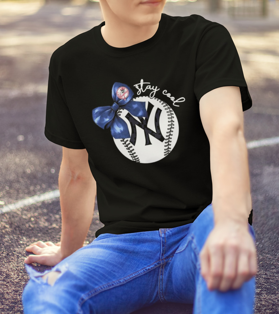 New York Yankees Stay Cool Bow Baseball Girls Fashion T-Shirt