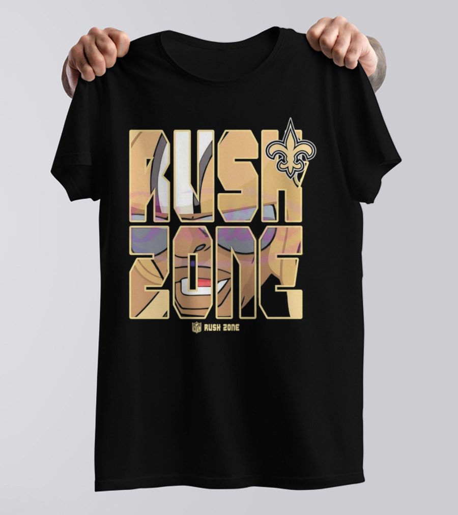 New Orleans Saints Rush Zone NFL Cartoon Fleur-de-Lis T-Shirt