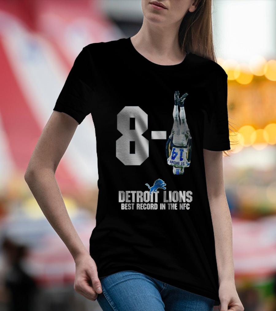Detroit Lions 8-1 Amon-Ra St. Brown Headstand Celebration Best Record In NFC T-Shirt