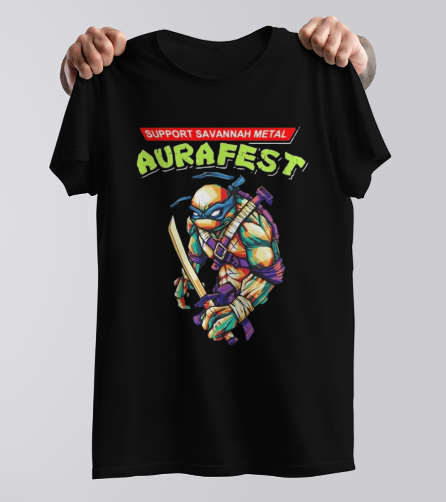 Support Savannah Metal Aurafest Ninja Turtles Event T-Shirt