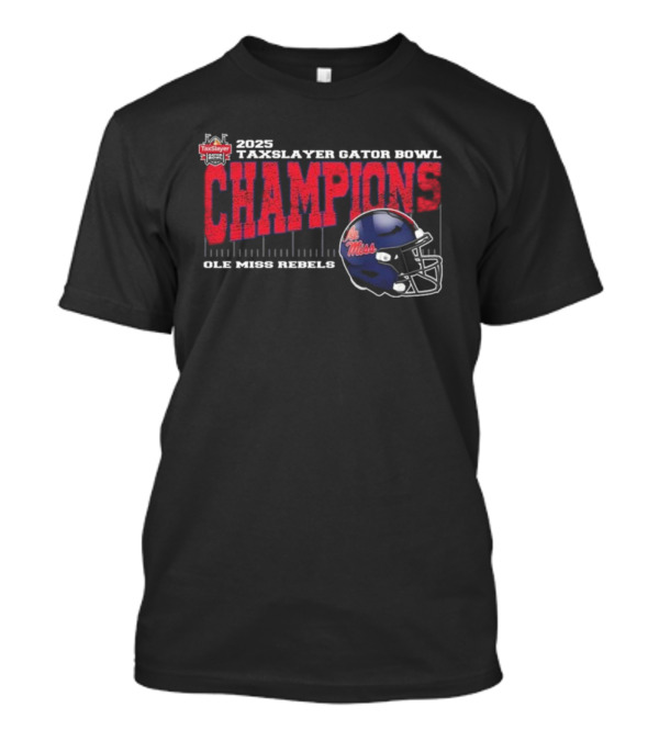 2025 TaxSlayer Gator Bowl Champions Ole Miss Rebels Vintage Helmet T-Shirt