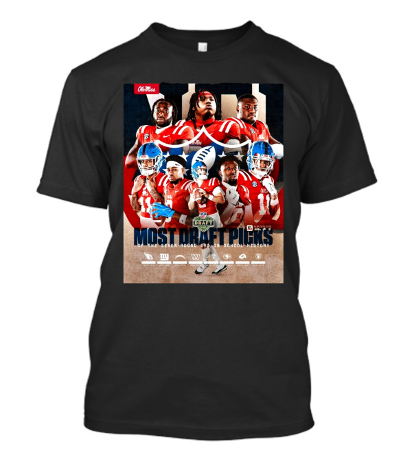 Ole Miss Rebels Football NFL Draft Most Picks Seven-Round Era School History 2025 T-Shirt