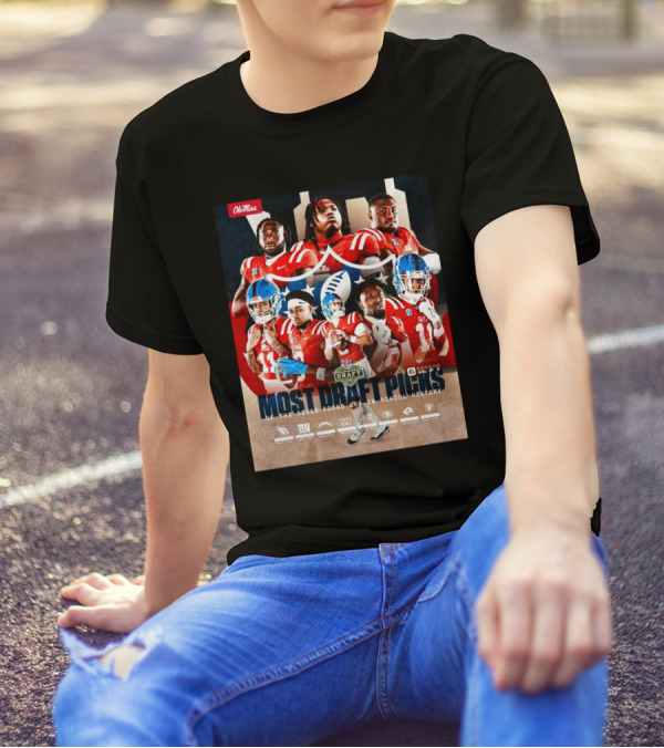 Ole Miss Rebels Football NFL Draft Most Picks Seven-Round Era School History 2025 T-Shirt