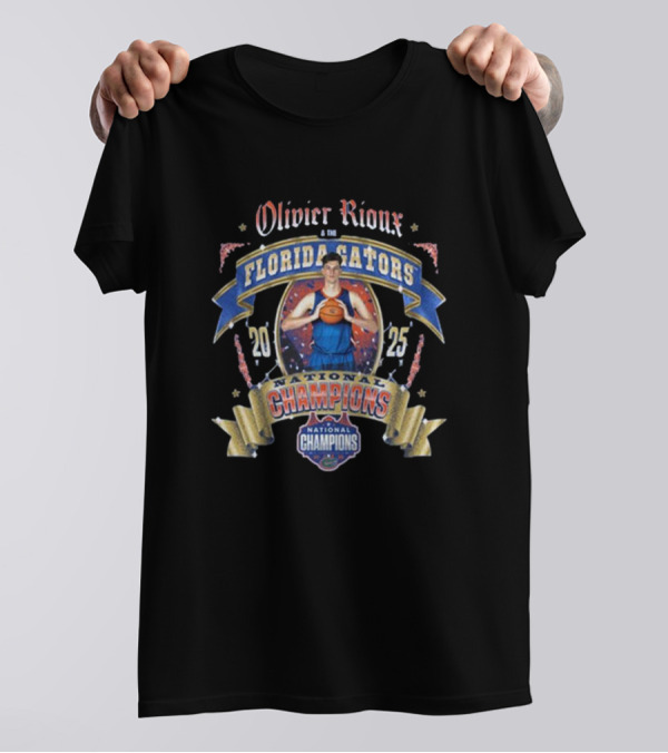 Olivier Rioux Florida Gators 2025 National Champions Basketball T-Shirt