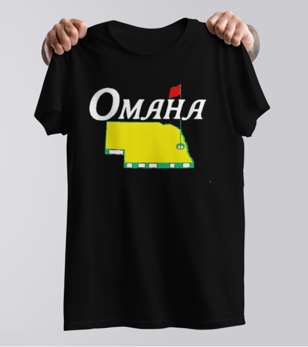 Omaha Nebraska Masters Golf State Map With Pin Flag T-Shirt