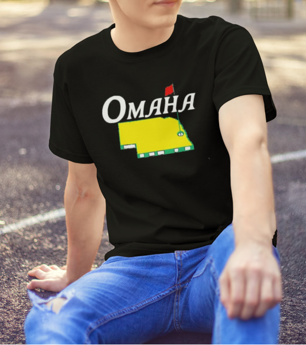 Omaha Nebraska Masters Golf State Map With Pin Flag T-Shirt