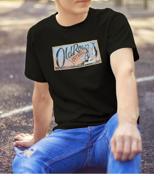 Old Row Outdoors Fishing Adventure With Boat And Catch T-Shirt