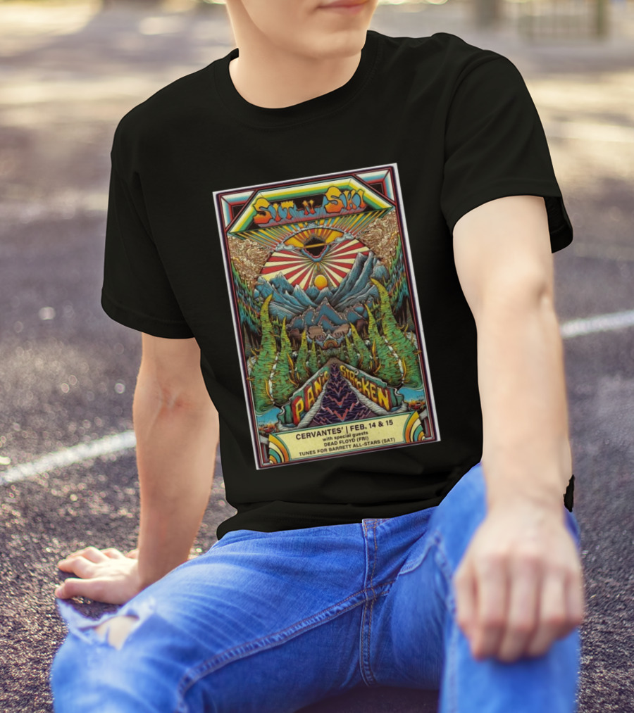 Sit N Ski Panic Stricken Feb 14-15 2025 Cervantes Masterpiece Ballroom Denver CO Dead Floyd Tunes For Barrett All-Stars T-Shirt