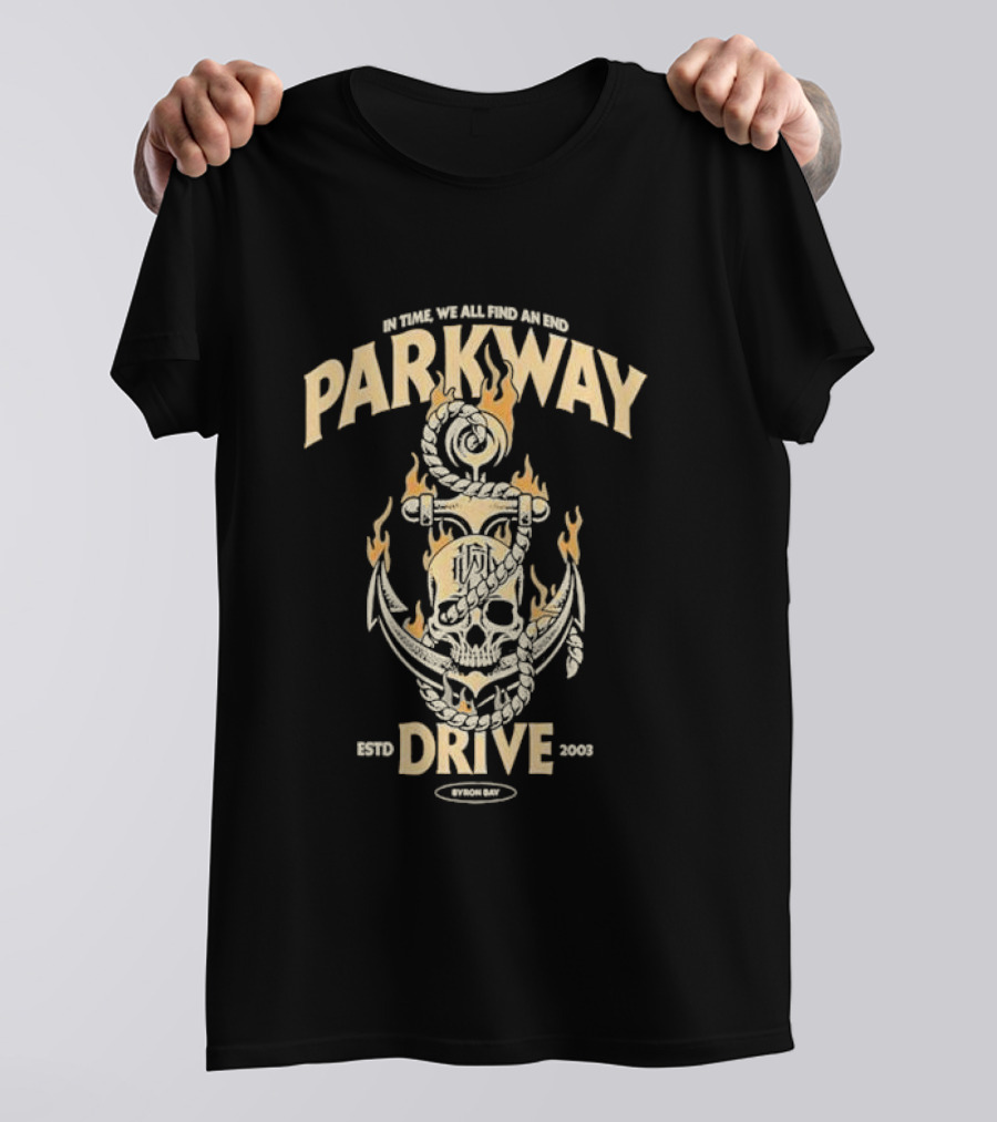Parkway Drive Burning Skull Anchor 2003 2024 In Time We All Burn We Ride T-Shirt