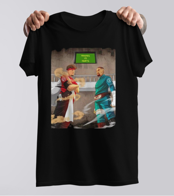 Patrick Mahomes Vs Jalen Hurts Super Bowl Naruto Gaara Vs Rock Lee T-Shirt