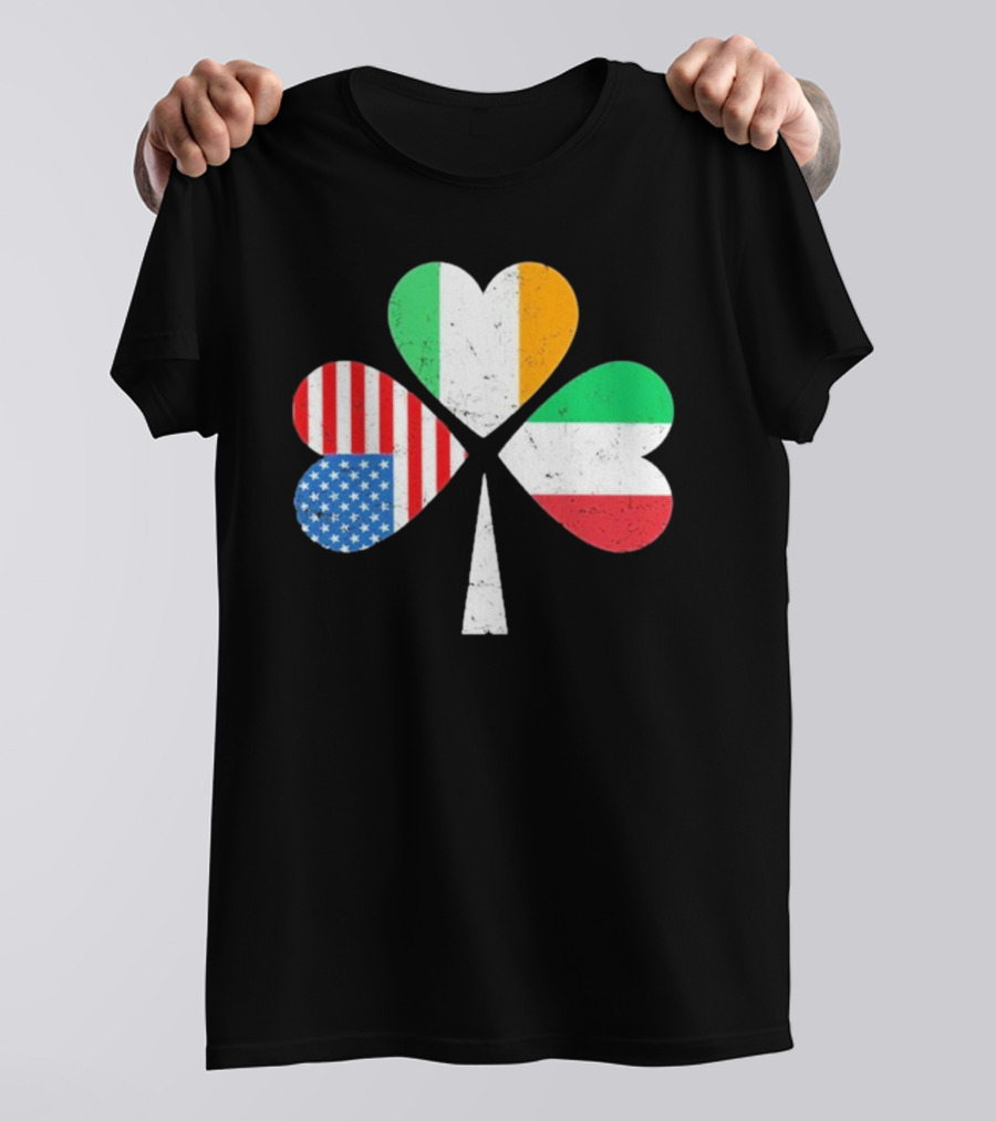 PatrickS Day Clover Ireland USA Italy Flag Trio T-Shirt