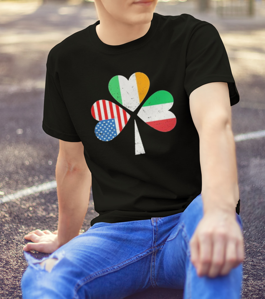 PatrickS Day Clover Ireland USA Italy Flag Trio T-Shirt