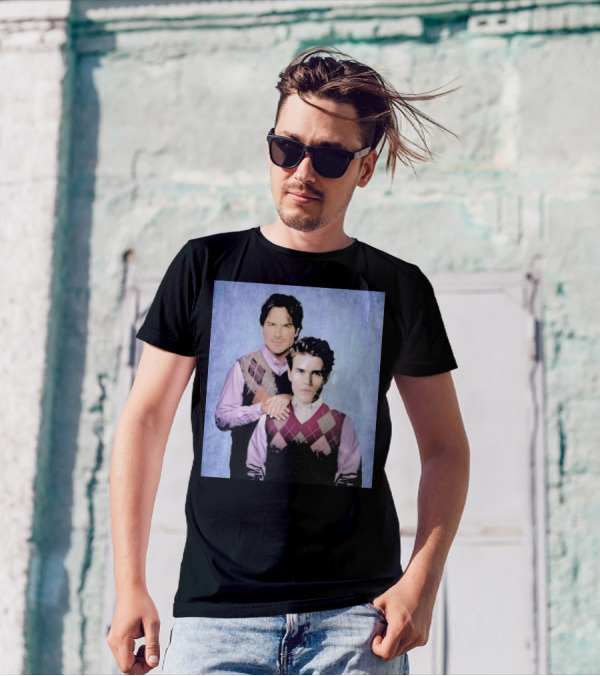 Paul Wesley Ian Somerhalder Argyle Sweater Parody T-Shirt