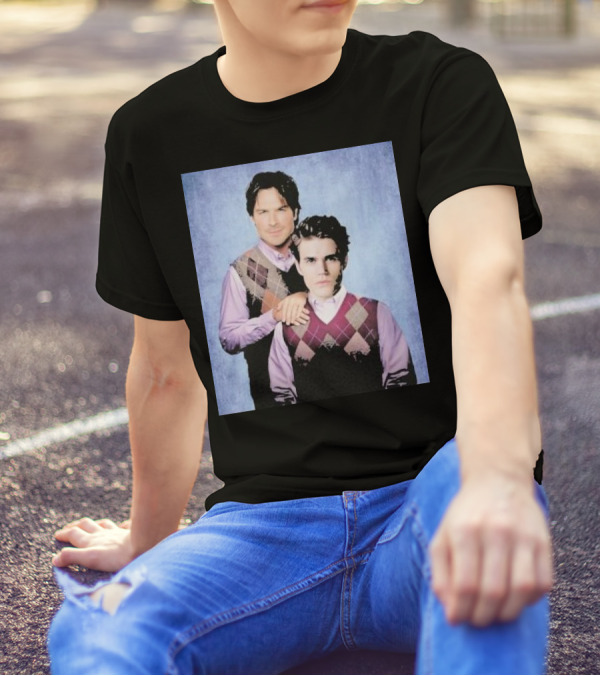 Paul Wesley Ian Somerhalder Argyle Sweater Parody T-Shirt