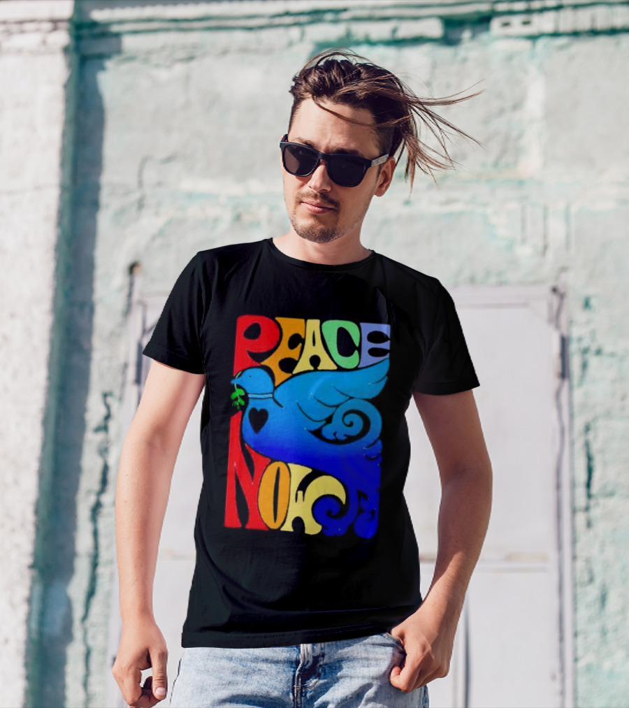 Peace Now Colorful Dove With Olive Branch T-Shirt