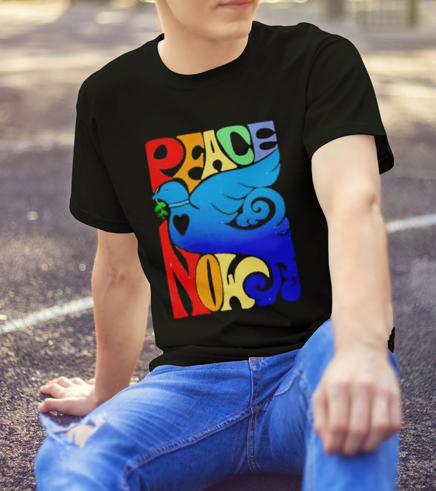 Peace Now Colorful Dove With Olive Branch T-Shirt