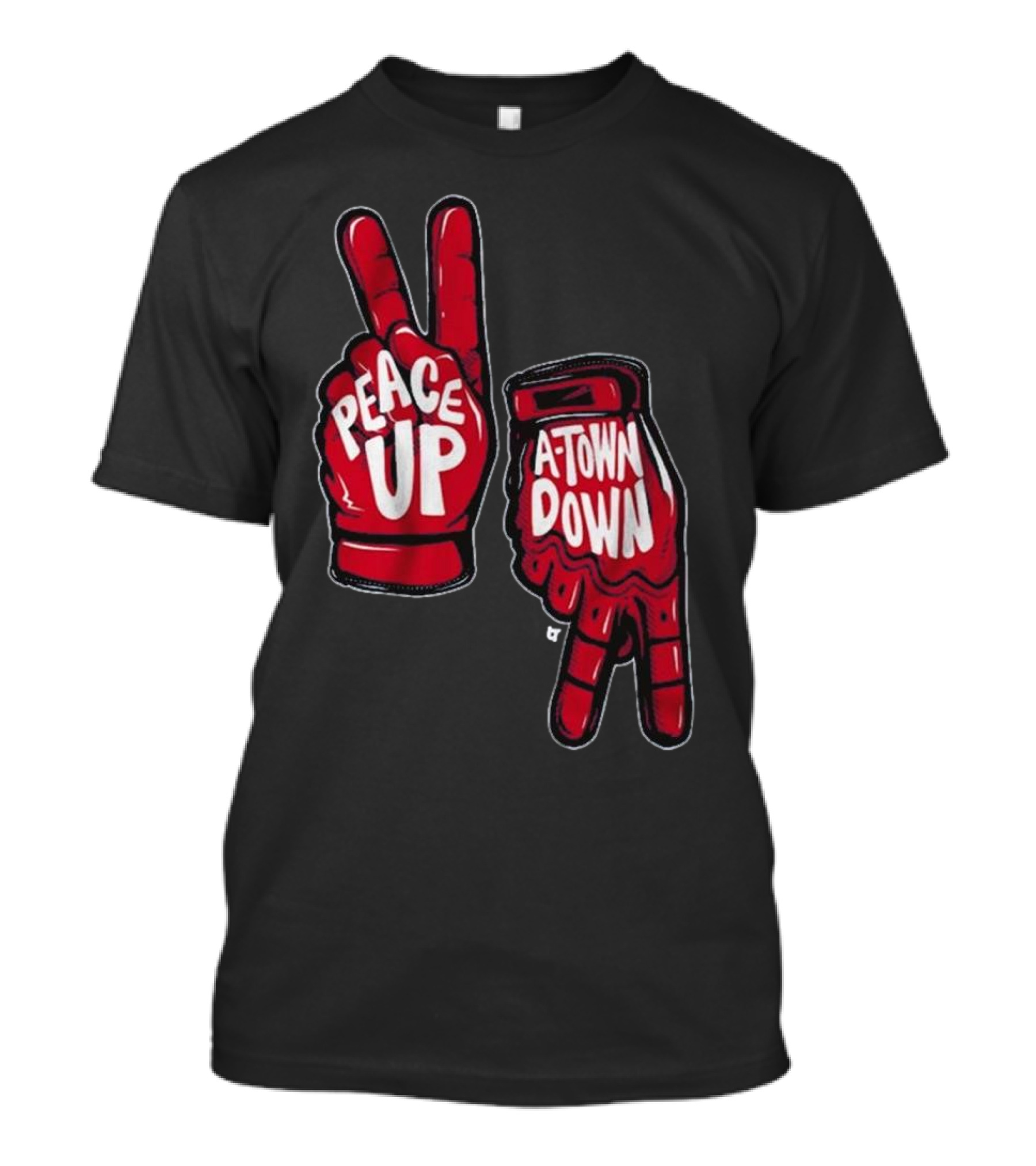 Peace Up A-Town Down Red Gloves Graphic T-Shirt