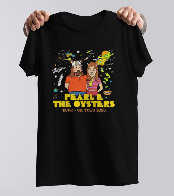 Pearl & The Oysters Euro + UK Tour 2025 Psychedelic Cartoon Art With Colorful Characters T-Shirt
