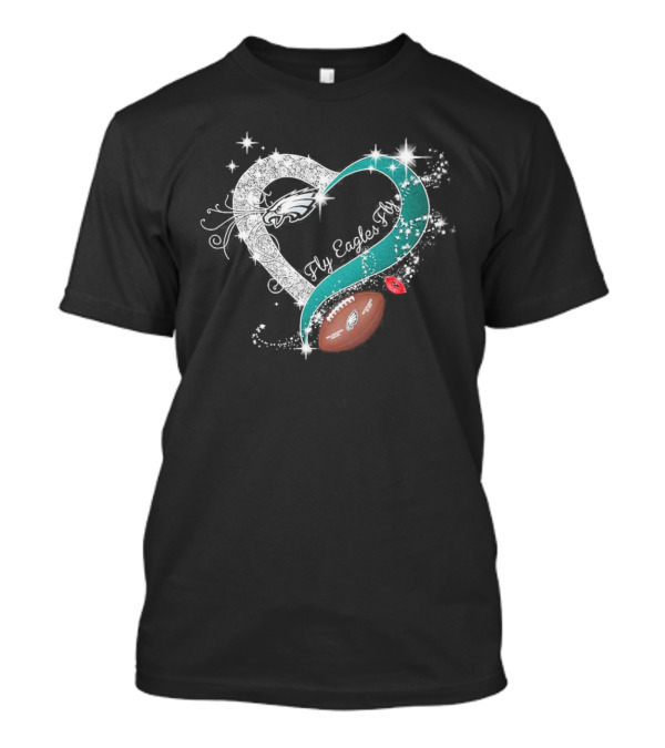 Philadelphia Eagles Heart Fly Eagles Fly Football Sparkles T-Shirt