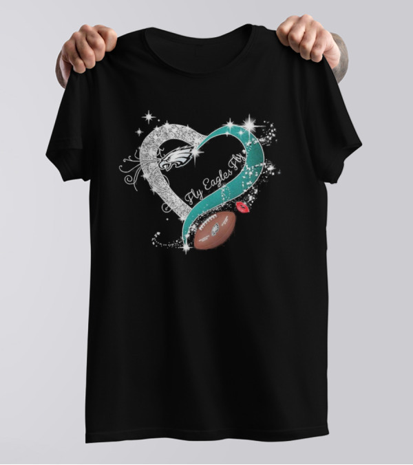 Philadelphia Eagles Heart Fly Eagles Fly Football Sparkles T-Shirt