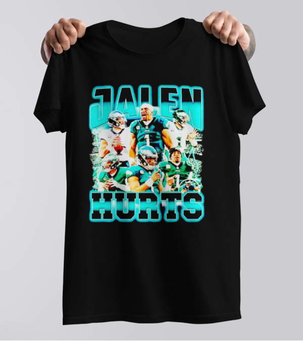 Jalen Hurts 90s Philadelphia Eagles NFL Quarterback Collage T-Shirt