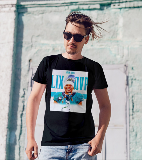 Philadelphia Eagles Jalen Hurts LIX MVP Celebration With Trophy T-Shirt