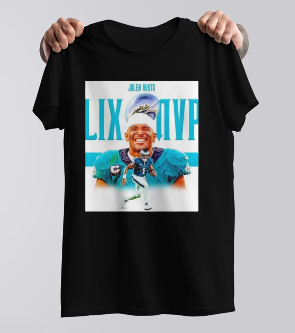 Philadelphia Eagles Jalen Hurts LIX MVP Celebration With Trophy T-Shirt