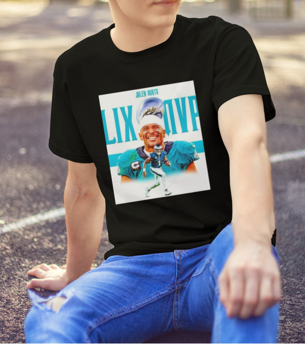 Philadelphia Eagles Jalen Hurts LIX MVP Celebration With Trophy T-Shirt