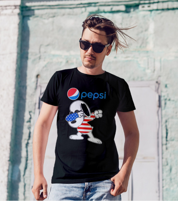 Pepsi Snoopy Dabbing American Flag USA T-Shirt