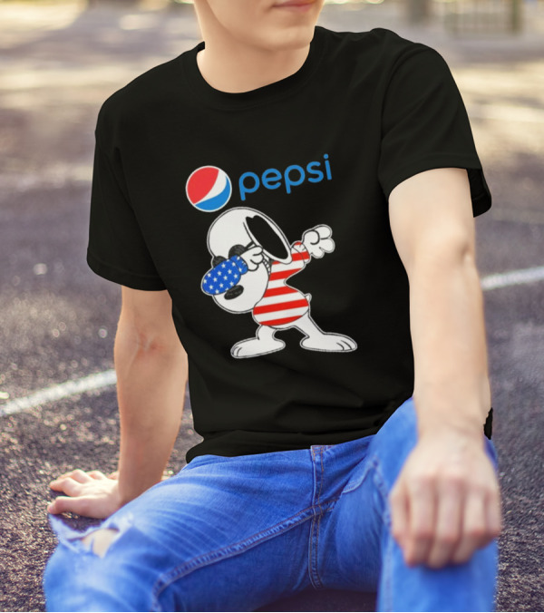 Pepsi Snoopy Dabbing American Flag USA T-Shirt