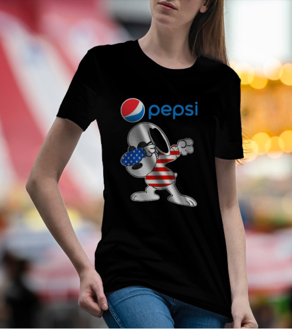 Pepsi Snoopy Dabbing American Flag USA T-Shirt