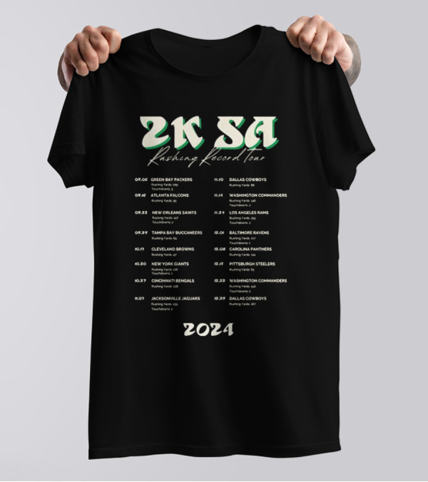 2K SA Rushing Record Tour 2021 Dates Featuring Green Bay Packers Vikings Falcons Saints Cowboys And More T-Shirt