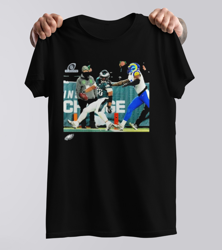 Philadelphia Eagles NFL Playoffs Divisional Round Action Scene With Saquon Barkley And Opponent T-Shirt