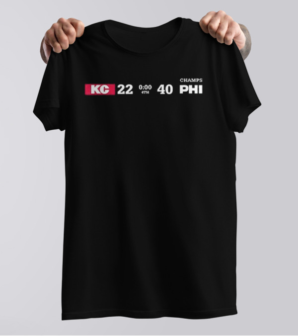 KC 22 PHI Champs 40 Final Score Display T-Shirt