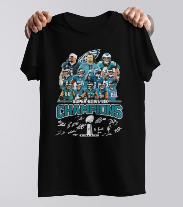 Philadelphia Eagles Super Bowl LIX Champions Team Signatures 2024 T-Shirt