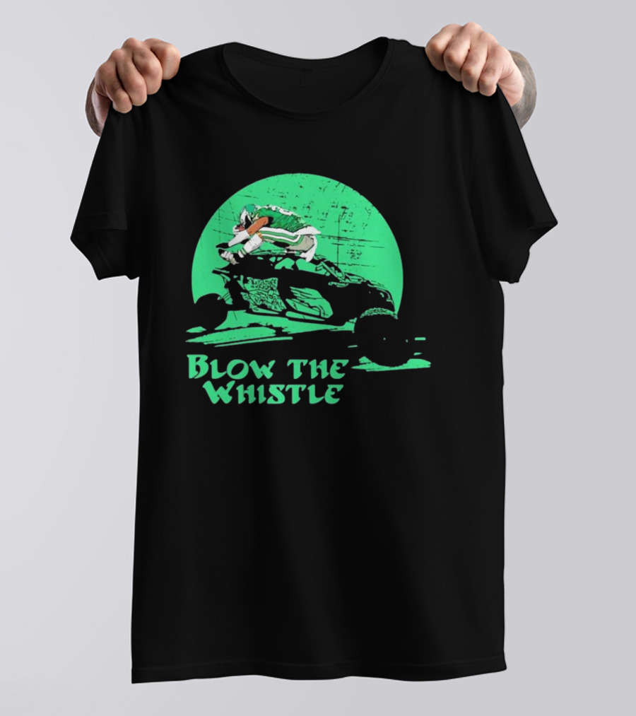 Philadelphia Eagles Vs Kansas City Chiefs Blow The Whistle Green Player Illustration T-Shirt