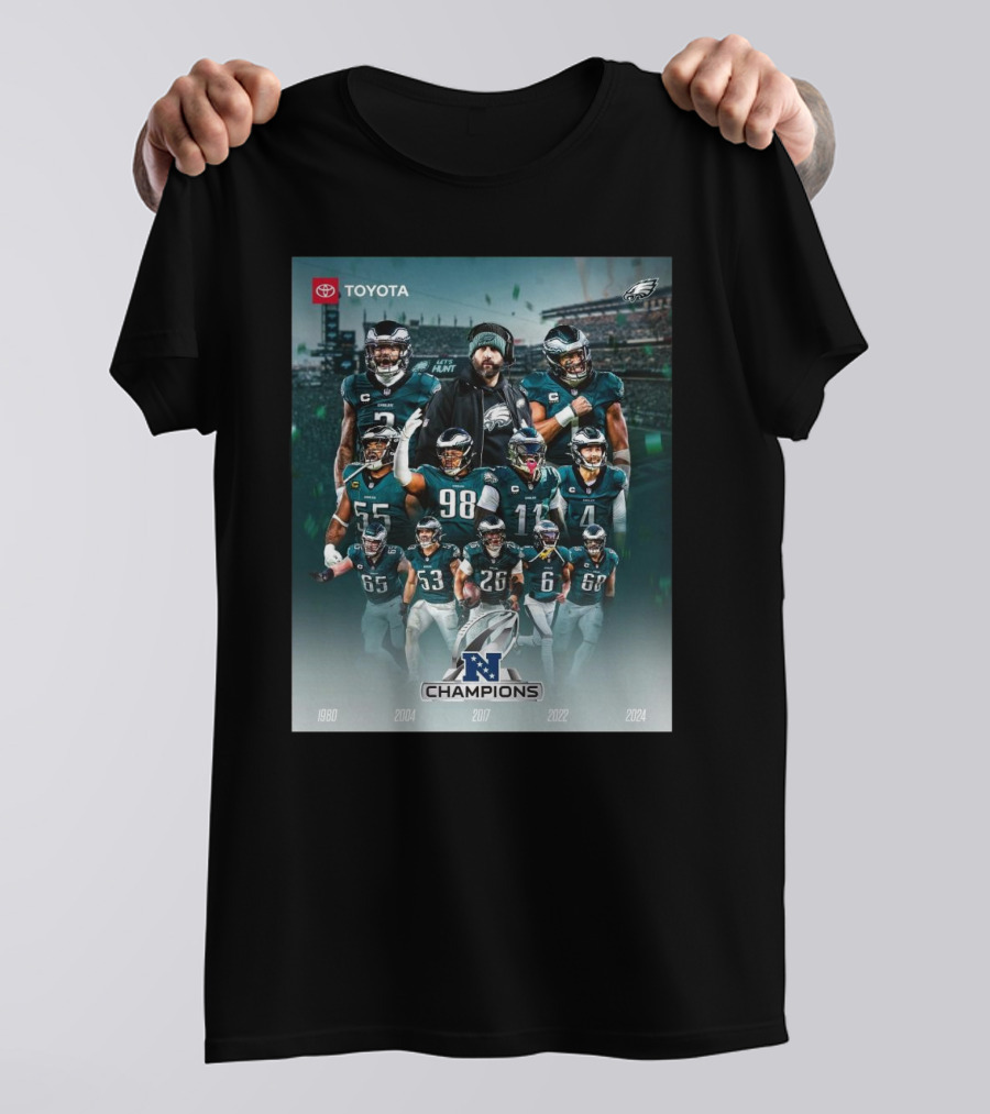 Philadelphia Eagles NFC Champions 1980 2004 2017 2022 2024 T-Shirt
