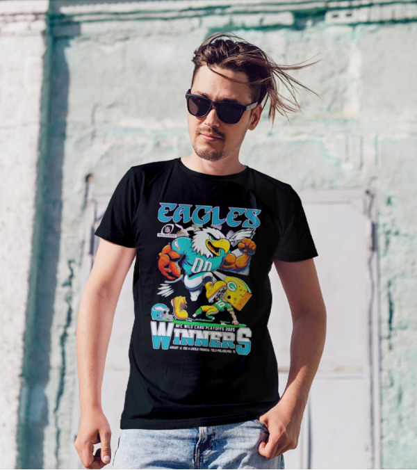 Eagles NFC Wild Card Playoffs Winners 2025 Lincoln Financial Field Philadelphia T-Shirt