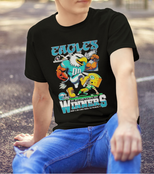 Eagles NFC Wild Card Playoffs Winners 2025 Lincoln Financial Field Philadelphia T-Shirt