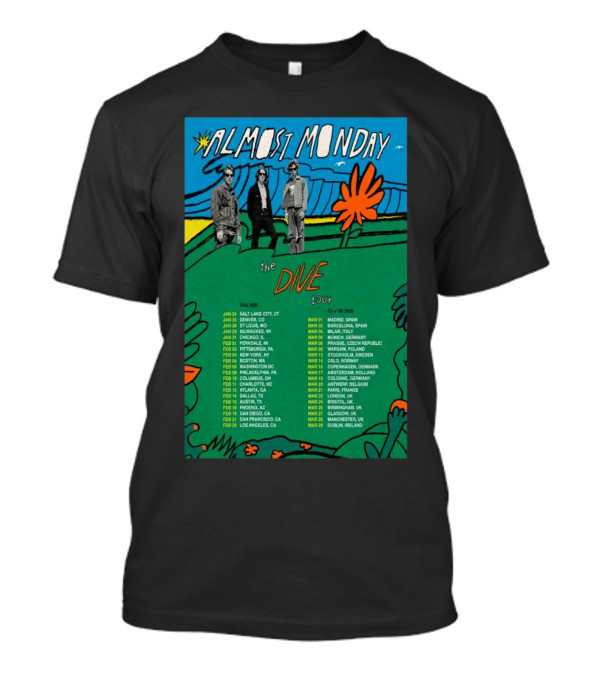 Almost Monday The Dive Tour USA 2025 Salt Lake City To Los Angeles T-Shirt