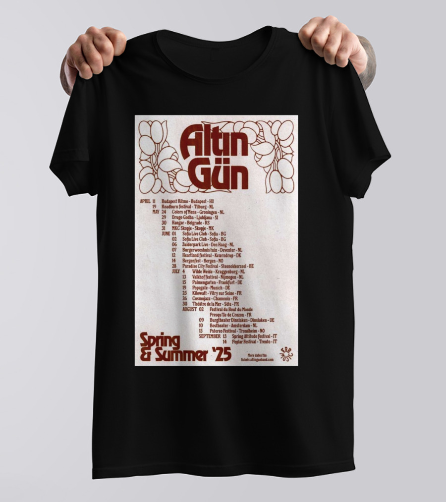 Altın Gün Spring And Summer Tour 2025 April 11 Budapest Ritmo Budapest HU 19 Roadburn Festival Tilburg NL T-Shirt