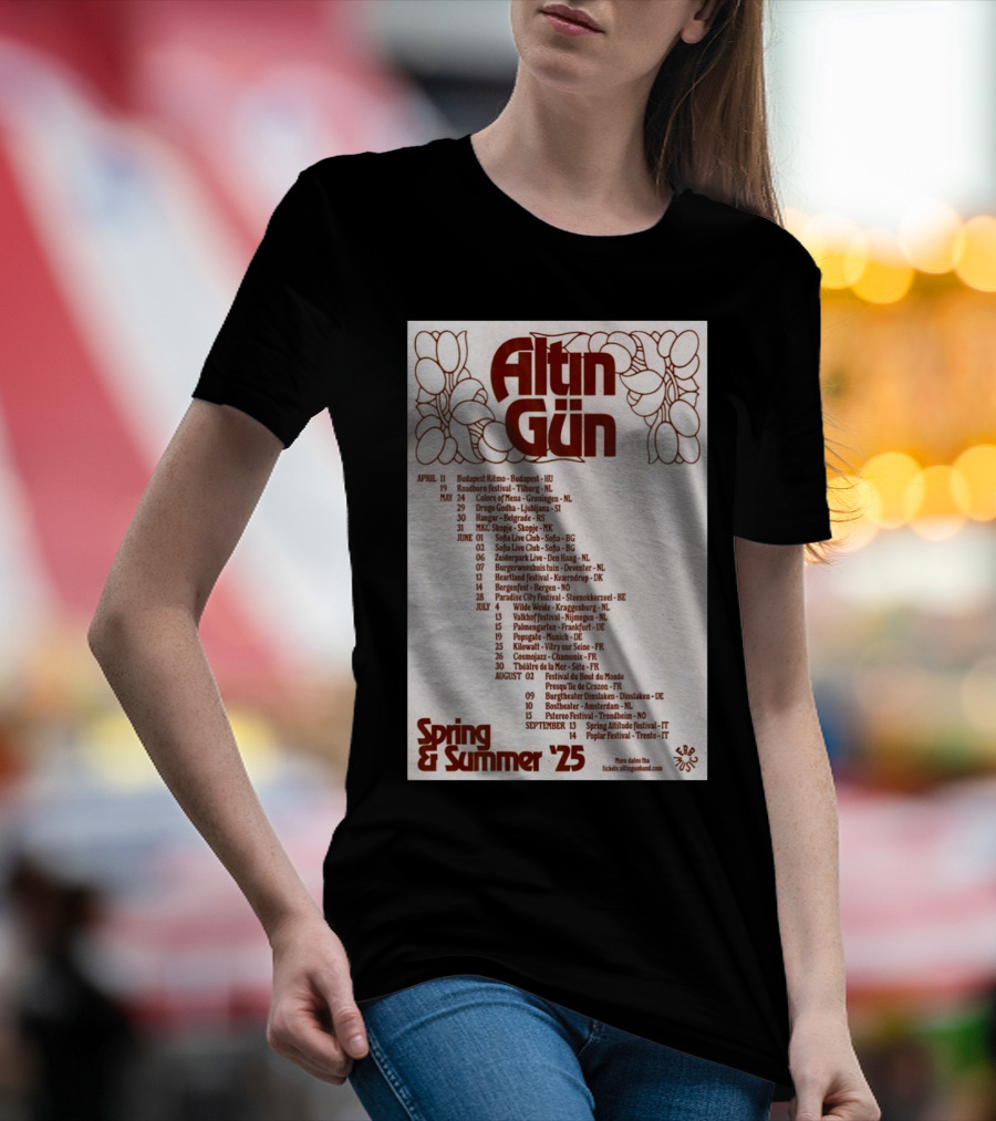 Altın Gün Spring And Summer Tour 2025 April 11 Budapest Ritmo Budapest HU 19 Roadburn Festival Tilburg NL T-Shirt