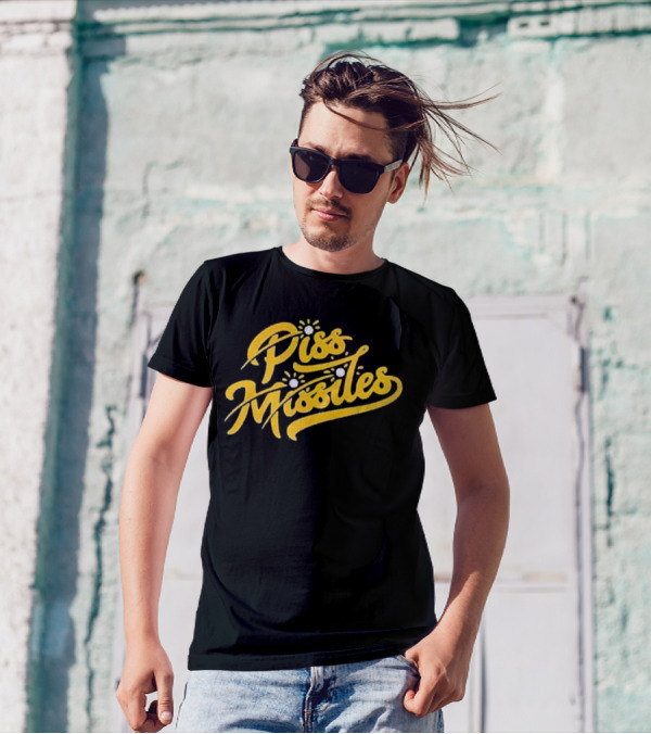 Piss Missiles Baseball Text Style With Splash Effects T-Shirt